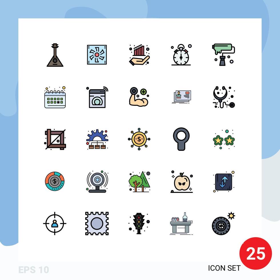 uppsättning av 25 modern ui ikoner symboler tecken för timer sluta enhet Kolla på finansiera redigerbar vektor design element