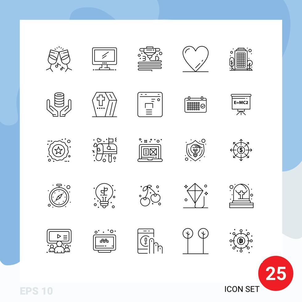 satz von 25 modernen ui symbolen symbole zeichen für hausbau gadget liebe herz editierbare vektordesignelemente vektor