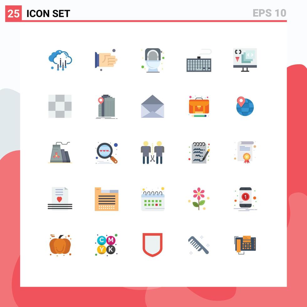 uppsättning av 25 vektor platt färger på rutnät för utveckla app kommod typ tangentbord redigerbar vektor design element