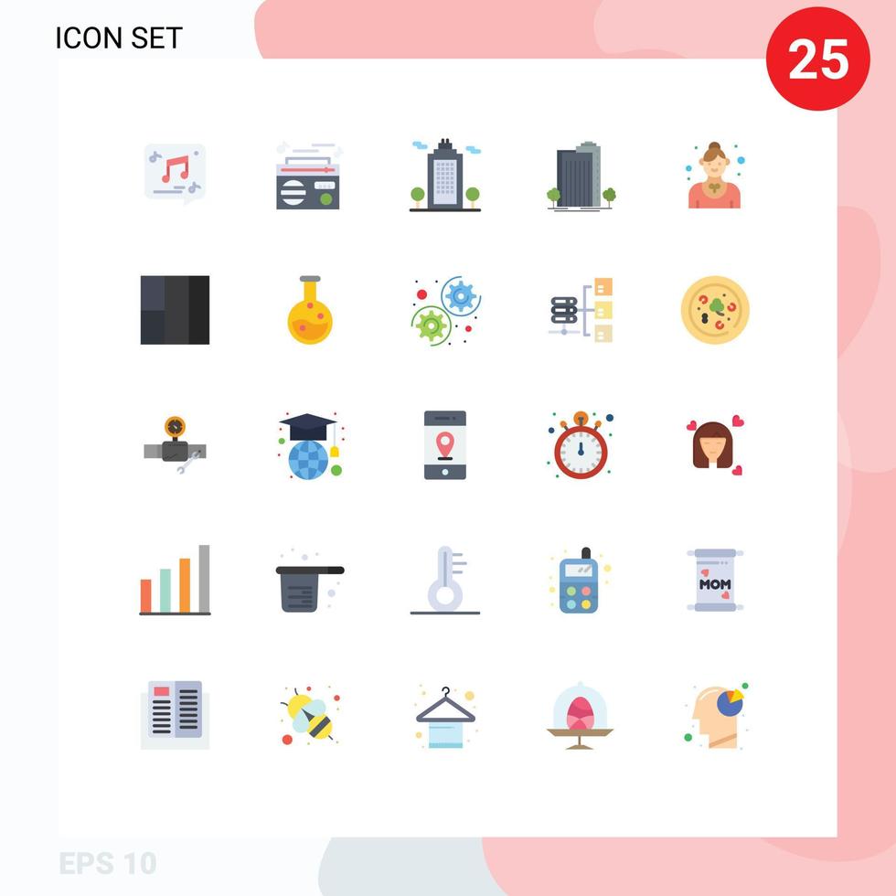 moderner Satz von 25 flachen Farbpiktogrammen von bearbeitbaren Vektordesignelementen für intelligente Pflanzenaudiogrünumgebung vektor