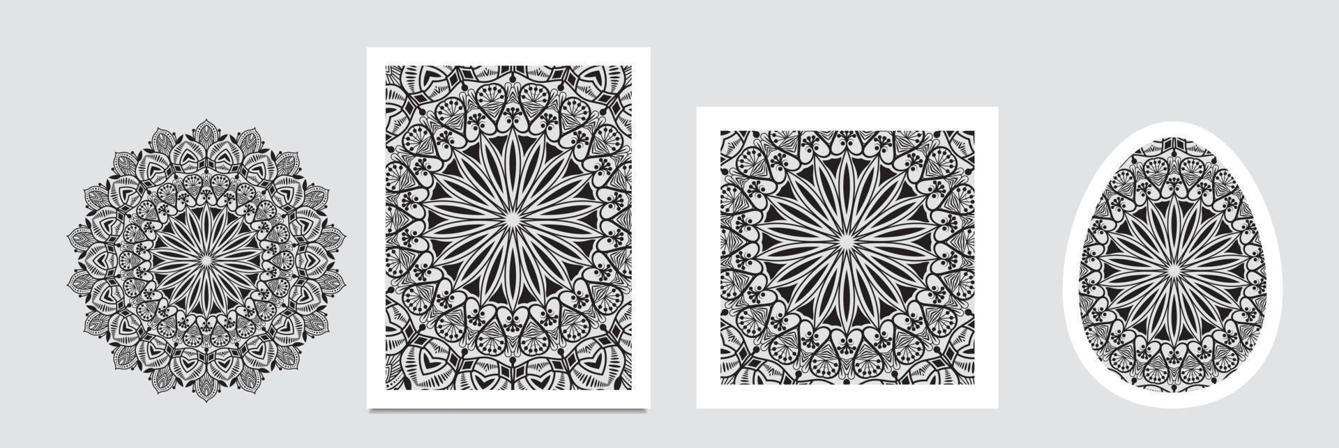 mandala isolerat design element, geometrisk linje mönster. stiliserade blommig runda prydnad. klotter konst för textil- tyg eller papper skriva ut. spets bakgrund. hand dragen vektor illustration