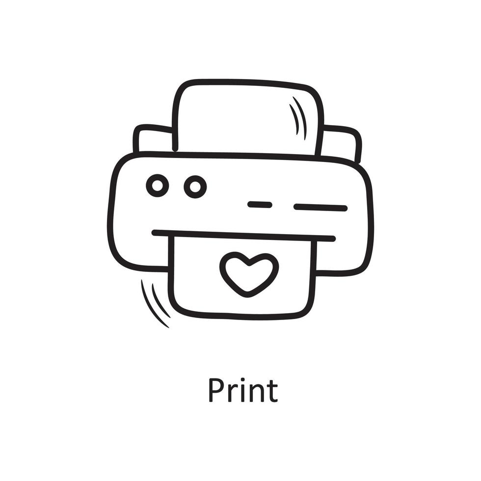 Drucken Vektor Umriss Hand zeichnen Symbol Design Illustration. Valentine-Symbol auf weißem Hintergrund eps 10-Datei