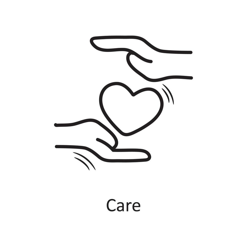 Pflege Vektor Umriss Hand zeichnen Symbol Design Illustration. Valentine-Symbol auf weißem Hintergrund eps 10-Datei