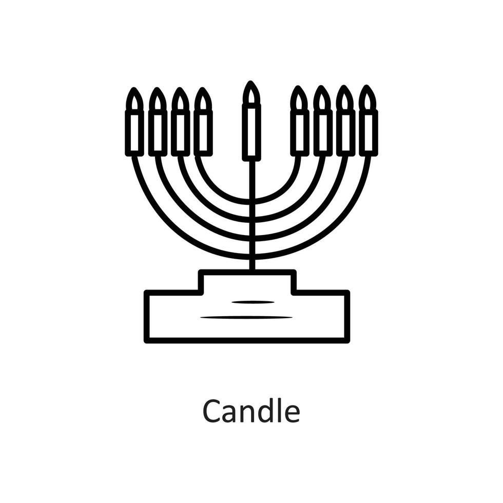Kerze-Vektor-Gliederung-Icon-Design-Illustration. Feiertagssymbol auf weißem Hintergrund eps 10-Datei vektor