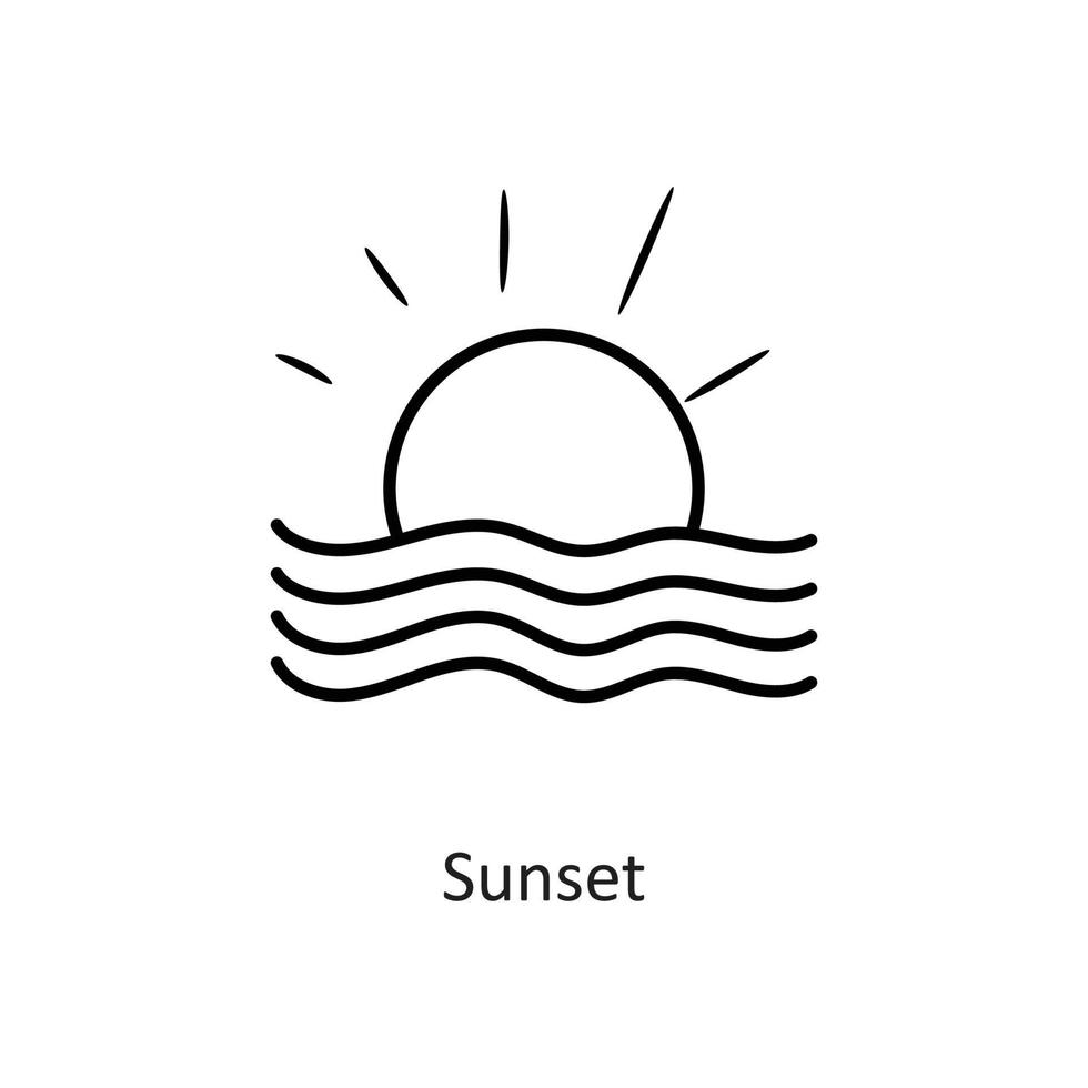 Sonnenuntergang-Vektor-Gliederung-Icon-Design-Illustration. Feiertagssymbol auf weißem Hintergrund eps 10-Datei vektor