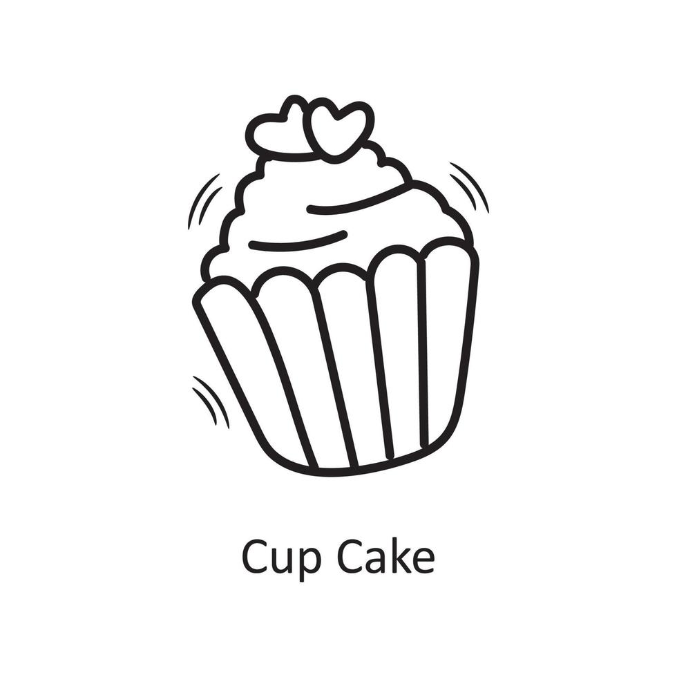 kopp kaka vektor översikt hand dra ikon design illustration. valentine symbol på vit bakgrund eps 10 fil