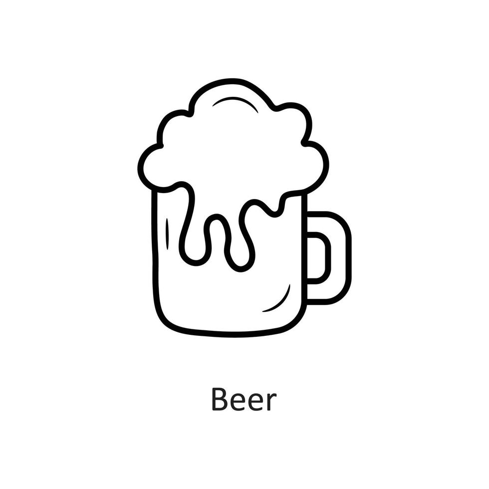 Bier-Vektor-Gliederung-Icon-Design-Illustration. Feiertagssymbol auf weißem Hintergrund eps 10-Datei vektor