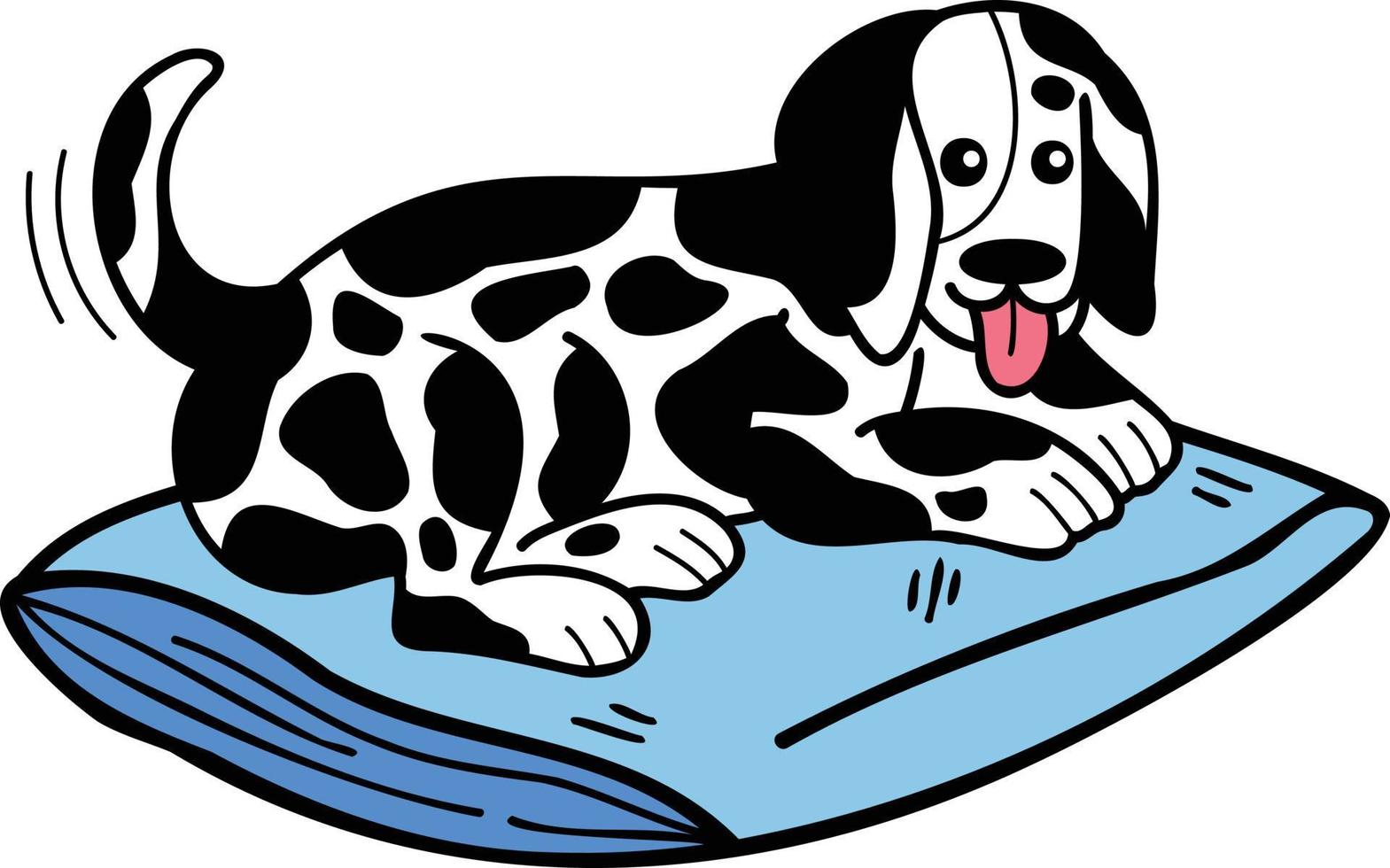 hand dragen sovande dalmatian hund illustration i klotter stil vektor