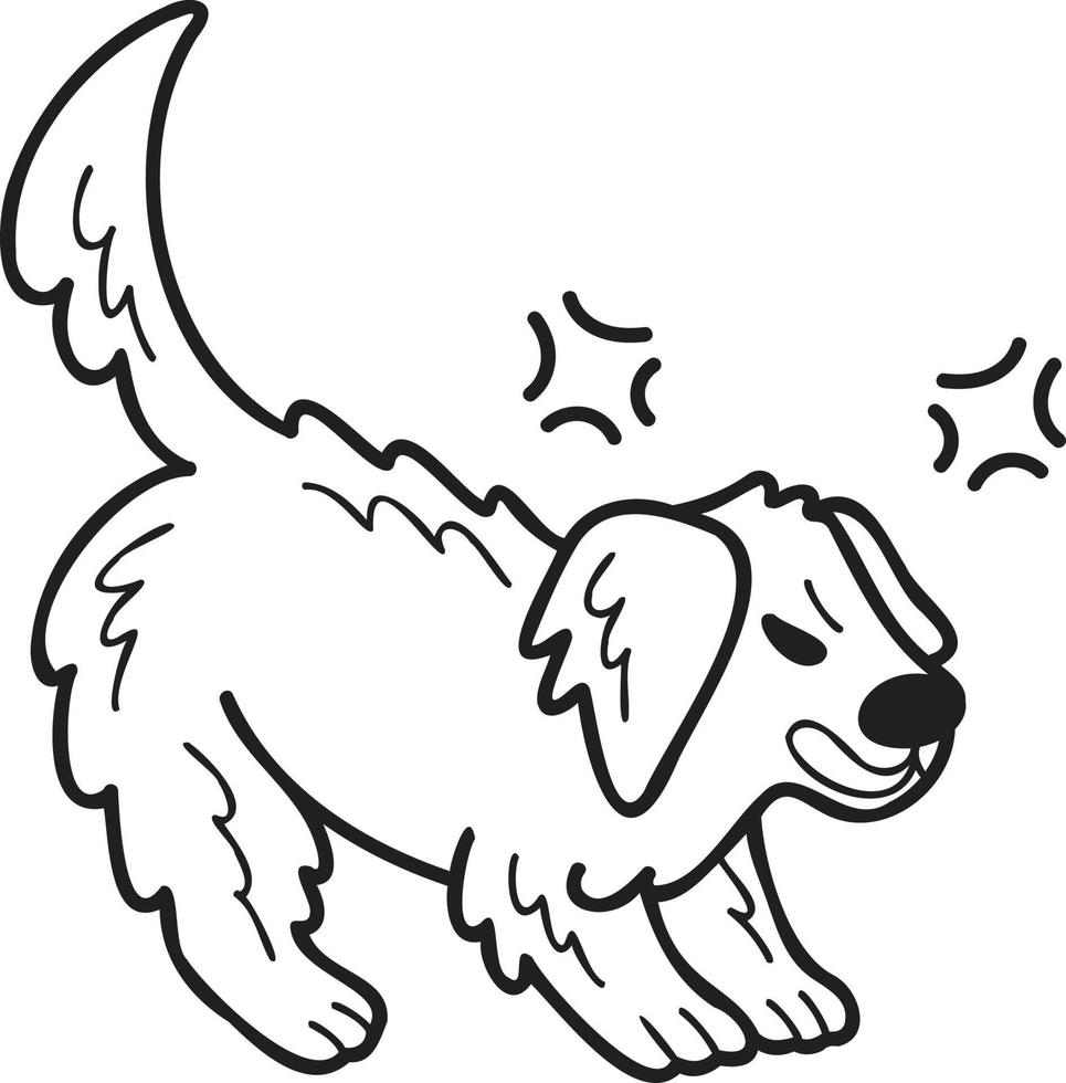 hand gezeichnete wütende golden retriever-hundeillustration im gekritzelstil vektor