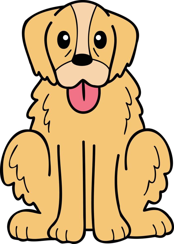 hand gezeichneter golden retriever-hund, der auf besitzerillustration im gekritzelstil wartet vektor