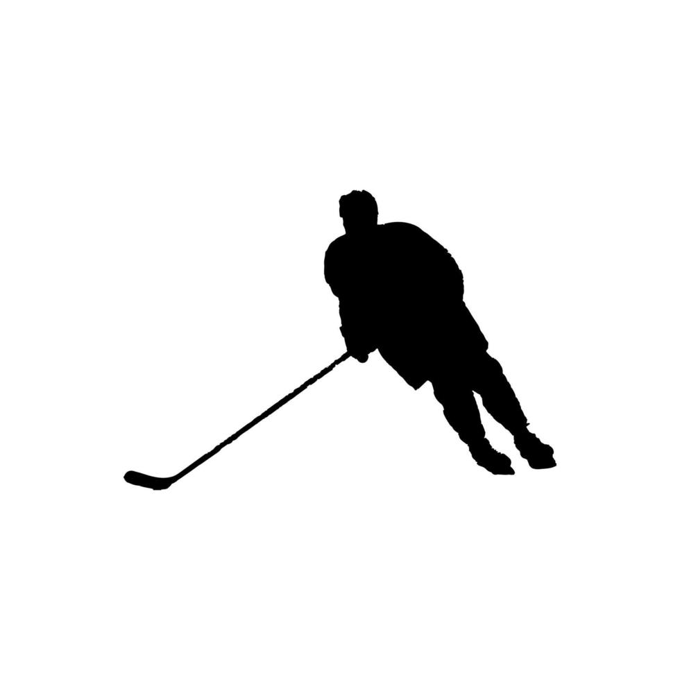 Hockeyspieler-Symbol. Hintergrundsymbol für Hockeyturniere im einfachen Stil. Designelement für das Logo der Marke Hockeyspieler. Bedrucken von Hockeyspieler-T-Shirts. Vektor für Aufkleber.