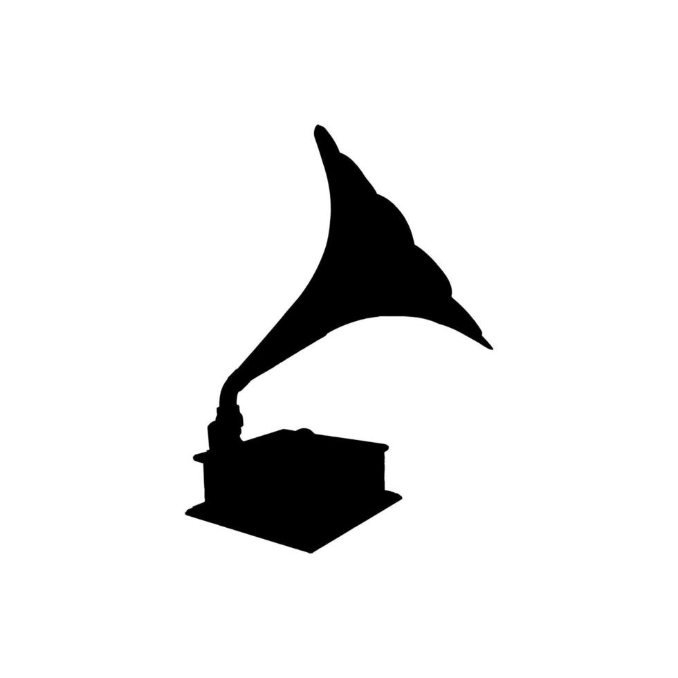 Grammophon-Symbol. Retro-Musikfestival-Plakat-Hintergrundsymbol der einfachen Art. Gestaltungselement für das Logo der Grammophonmarke. Grammophon-T-Shirt-Druck. Vektor für Aufkleber.