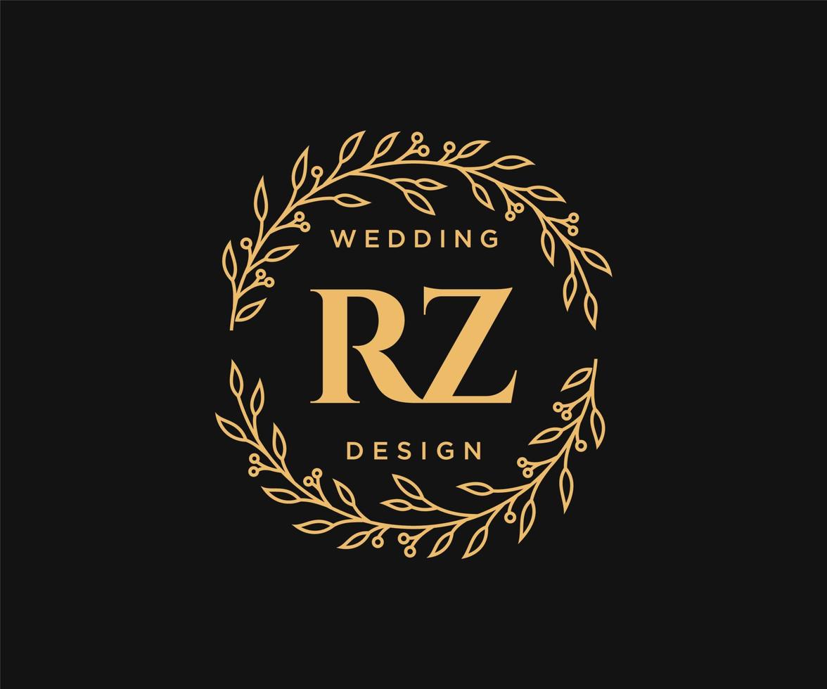 rz initialen brief hochzeit monogramm logos sammlung, handgezeichnete moderne minimalistische und florale vorlagen für einladungskarten, save the date, elegante identität für restaurant, boutique, café im vektor