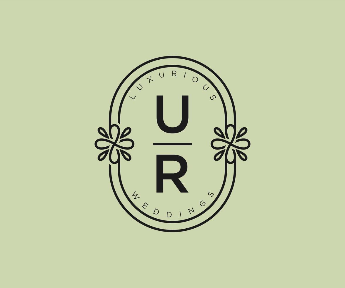 ur initialer brev bröllop monogram logotyper mall, hand dragen modern minimalistisk och blommig mallar för inbjudan kort, spara de datum, elegant identitet. vektor