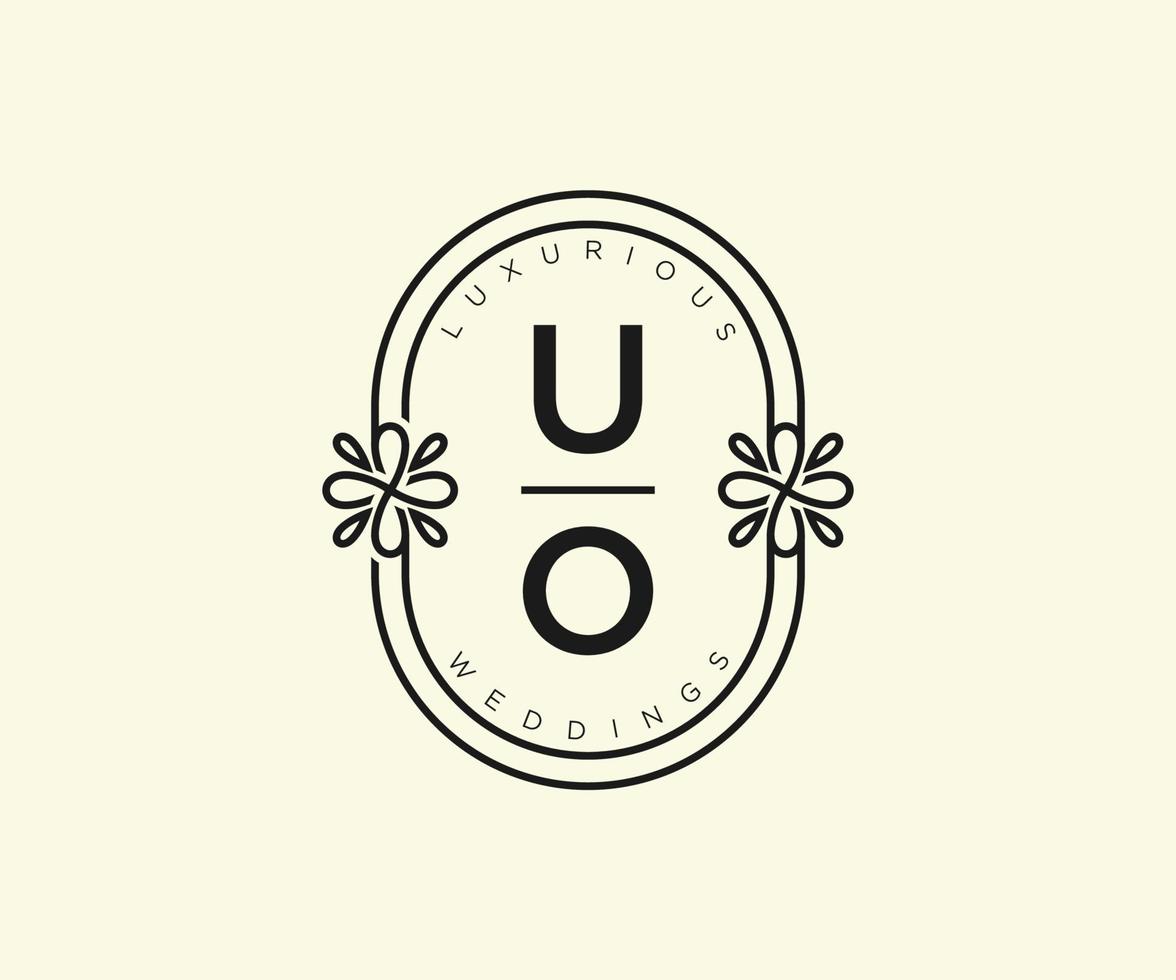 uo initialen brief hochzeitsmonogramm logos vorlage, handgezeichnete moderne minimalistische und florale vorlagen für einladungskarten, datum speichern, elegante identität. vektor