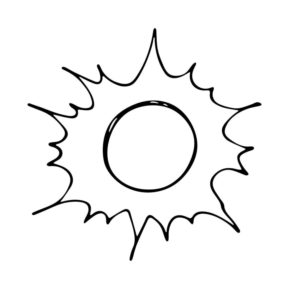 hand dragen abstrakt Sol symbol. sommar klotter. enda vektor element för design