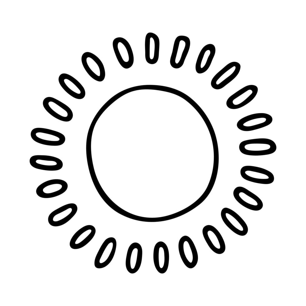 hand dragen abstrakt Sol symbol. sommar klotter. enda vektor element för design