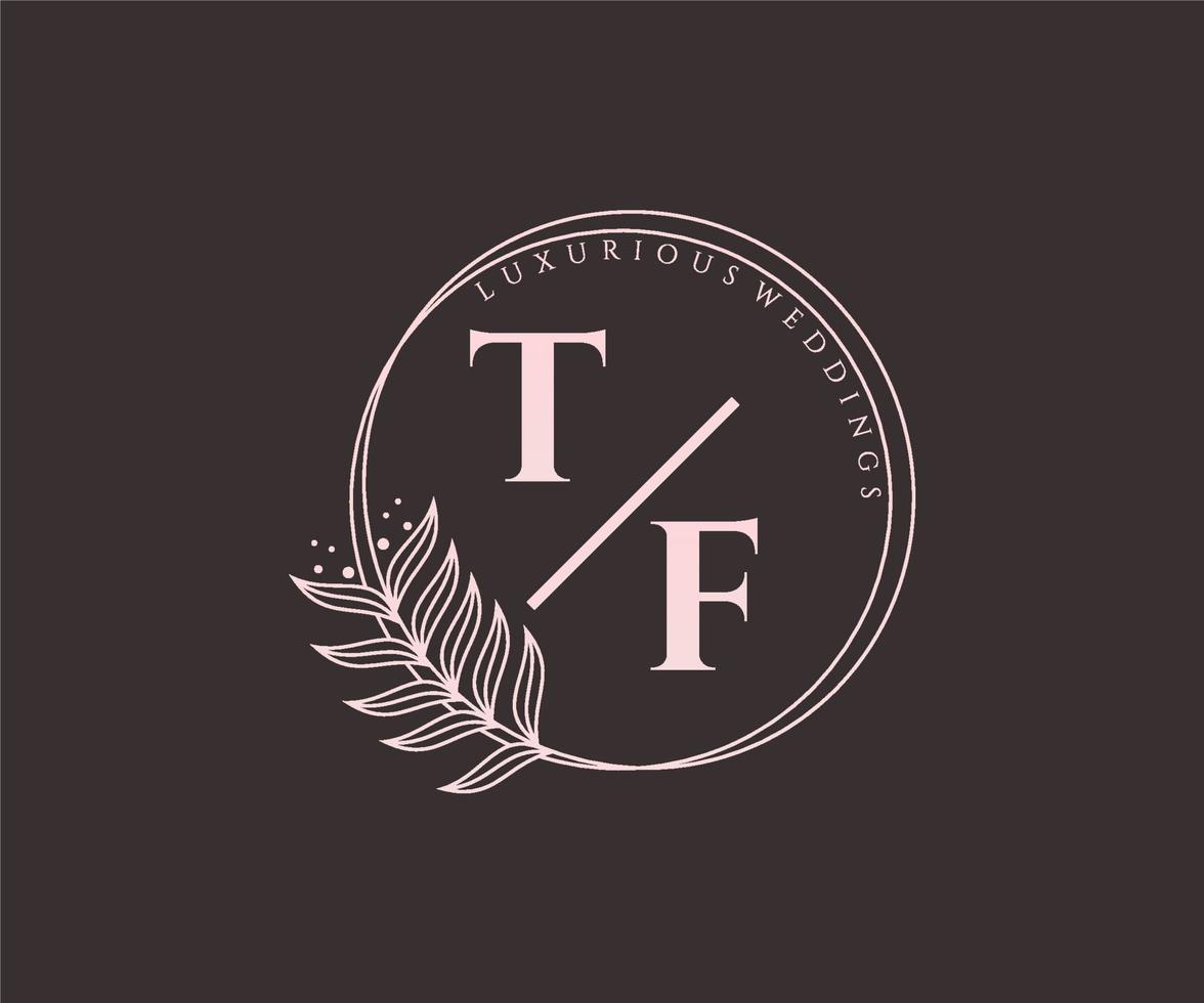 tf initialer brev bröllop monogram logotyper mall, hand dragen modern minimalistisk och blommig mallar för inbjudan kort, spara de datum, elegant identitet. vektor