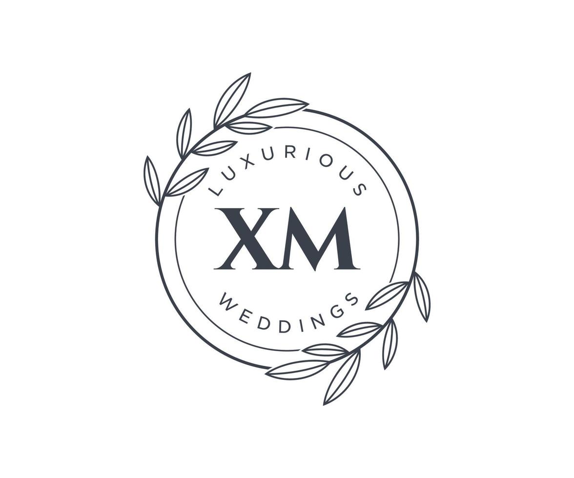 xm initialer brev bröllop monogram logotyper mall, hand dragen modern minimalistisk och blommig mallar för inbjudan kort, spara de datum, elegant identitet. vektor