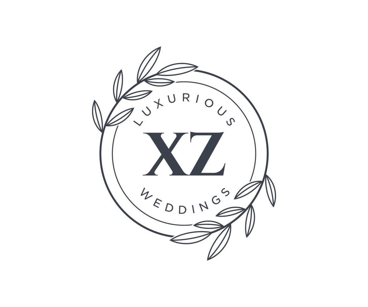 xz Initialen Brief Hochzeit Monogramm Logos Vorlage, handgezeichnete moderne minimalistische und florale Vorlagen für Einladungskarten, Datum speichern, elegante Identität. vektor