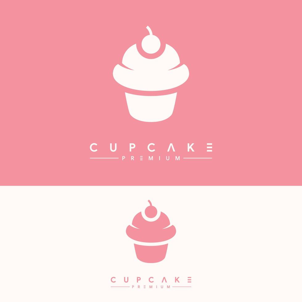 minimalistische süße Cupcake-Logo-Vorlage vektor