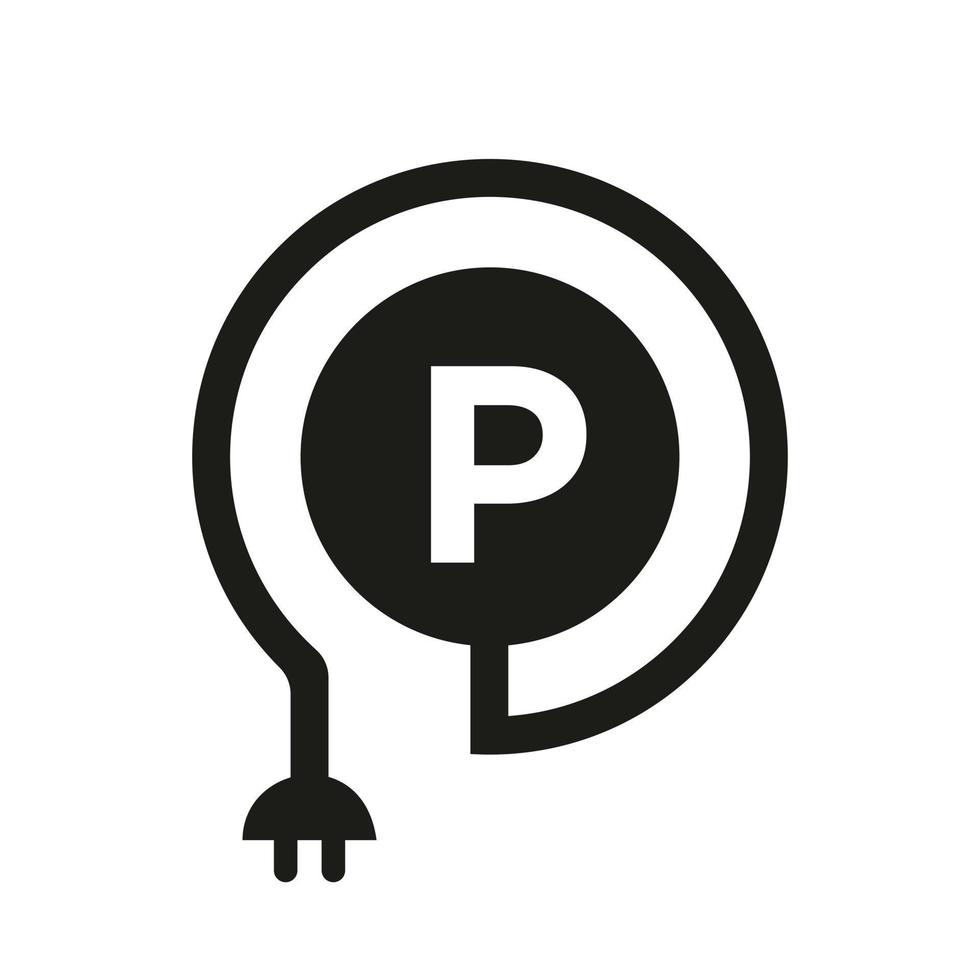 brev p elektrisk logotyp vektor