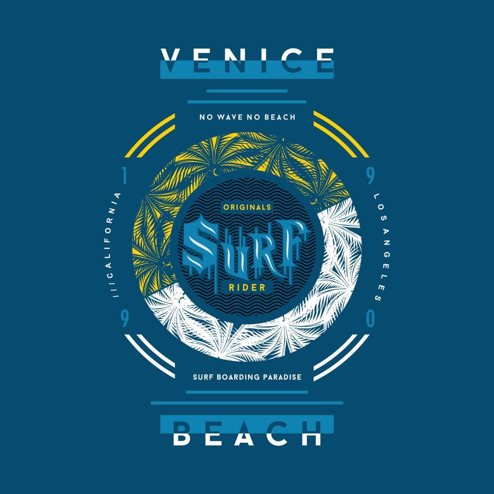 venice surf beach los angele kalifornien grafischer typografie-vektordruck vektor