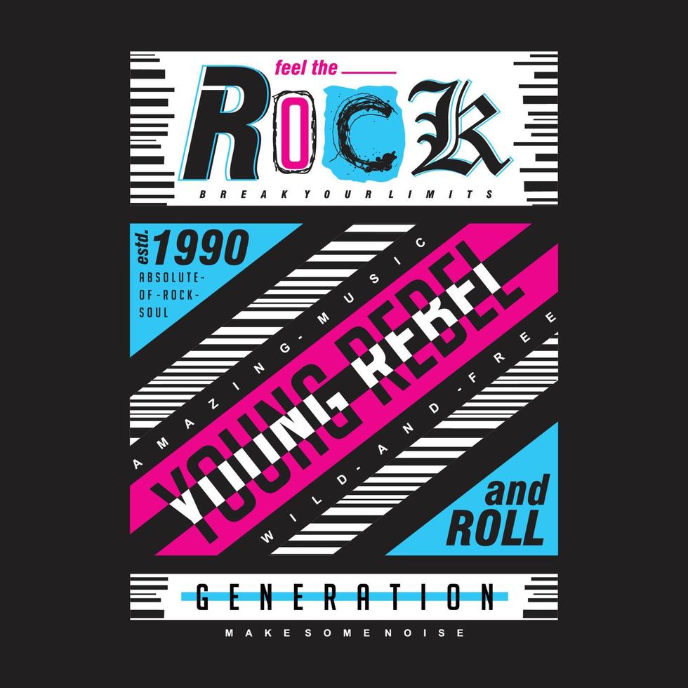 Rock'n'Roll junger Rebellenmusiksymbol abstrakter Grafikdesign-T-Shirt-Vektordruck vektor