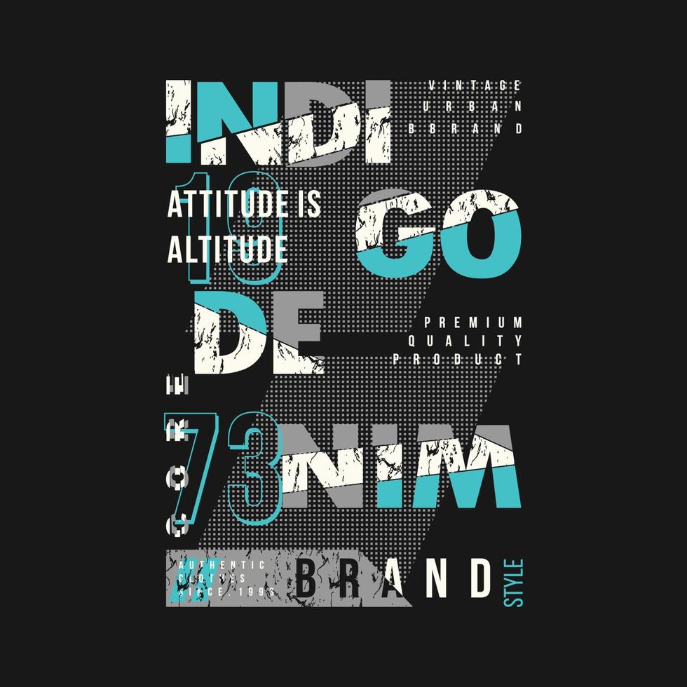 Indigo-Denim abstrakter grafischer Typografie-Vektordruck vektor