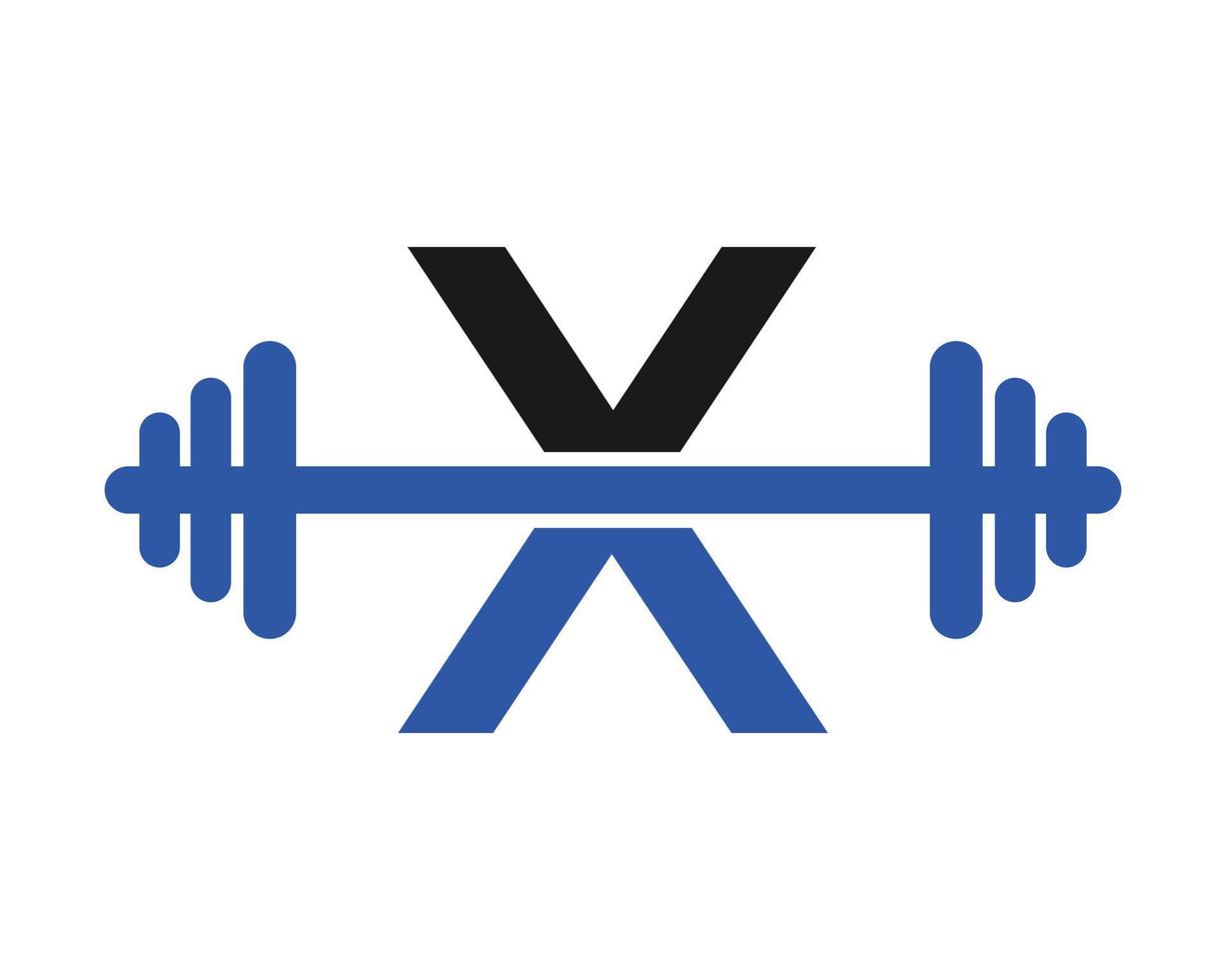 kondition Gym logotyp på brev x tecken vektor