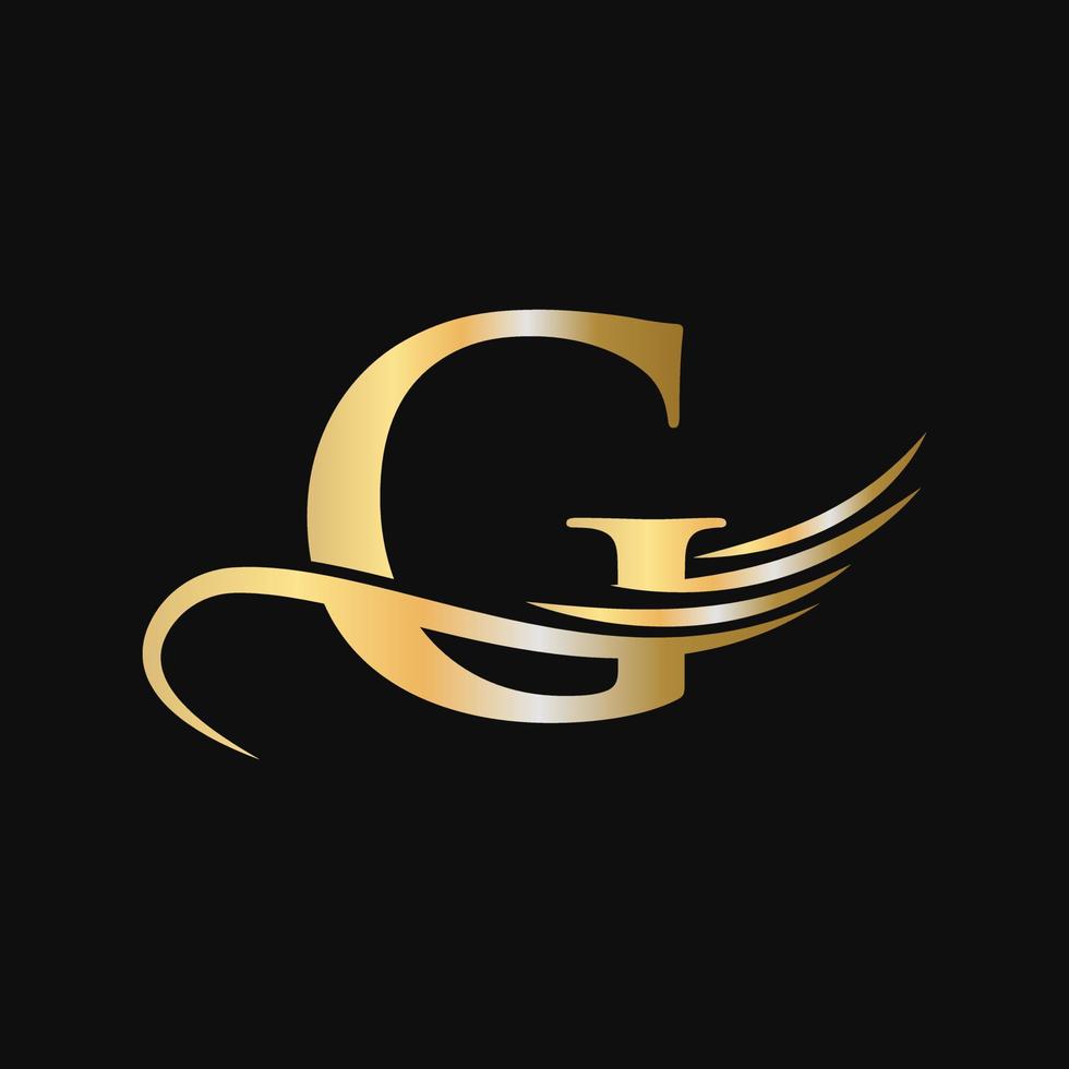 brev g logotyp design mall begrepp med mode vinge begrepp vektor