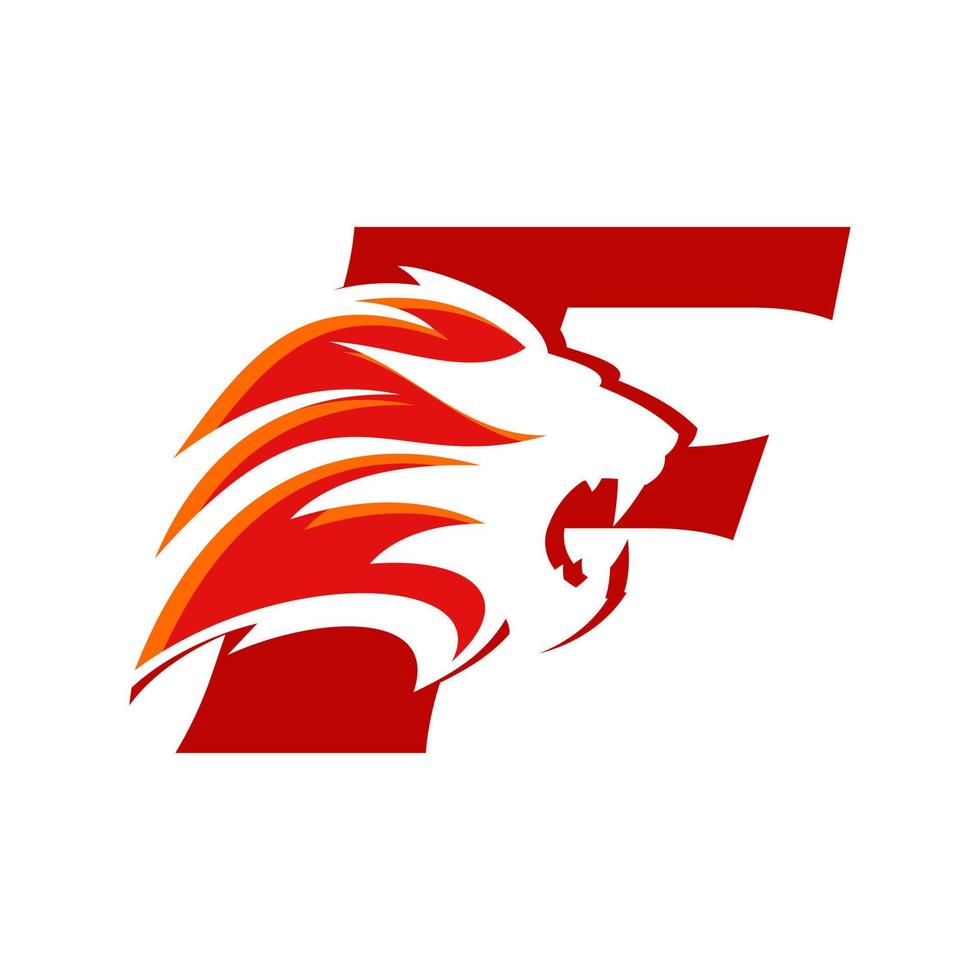 första f lejon huvud logotyp vektor