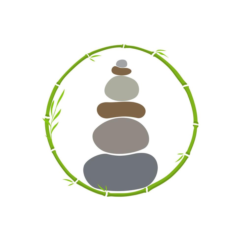 sten balans och cirkel bambu logotyp vektor