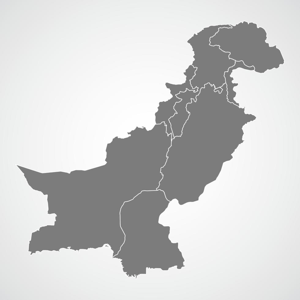 pakistan-karte mit grautonfarbe auf isoliertem hintergrund vektor