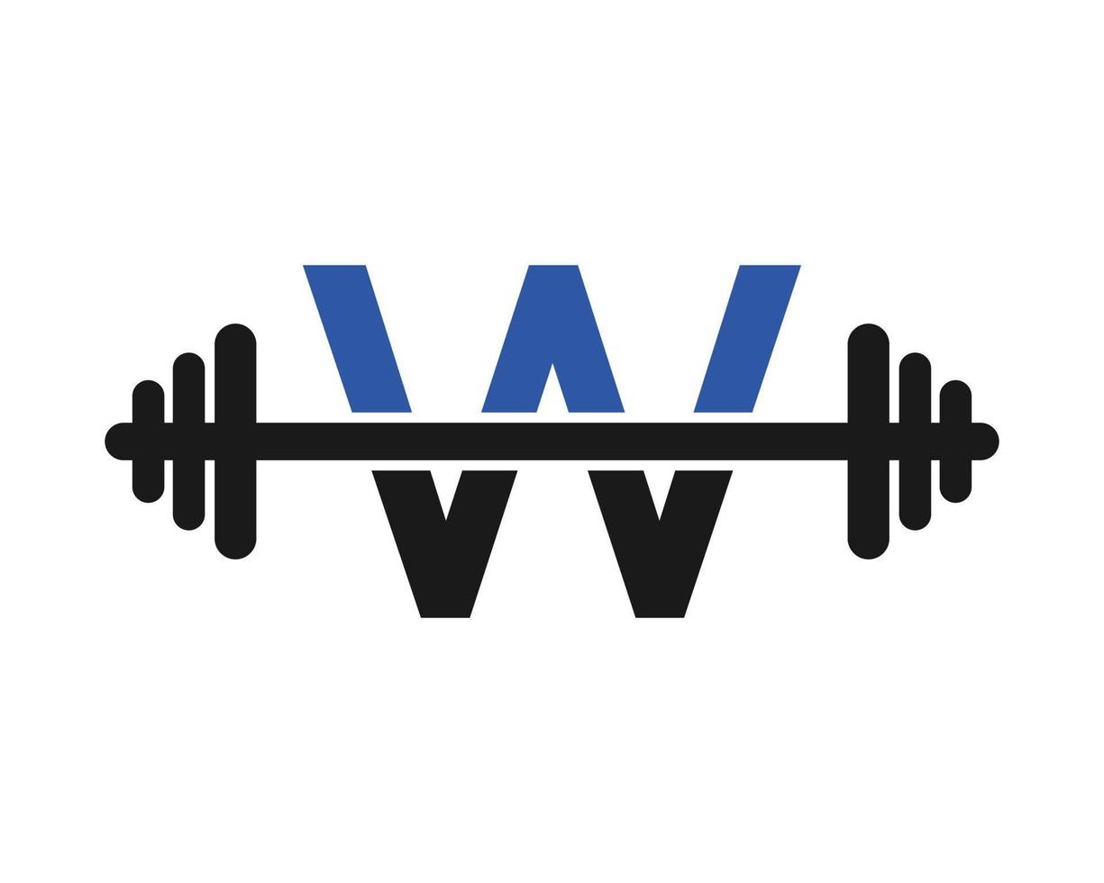 Fitness-Fitnessstudio-Logo auf Buchstabe w-Schild vektor