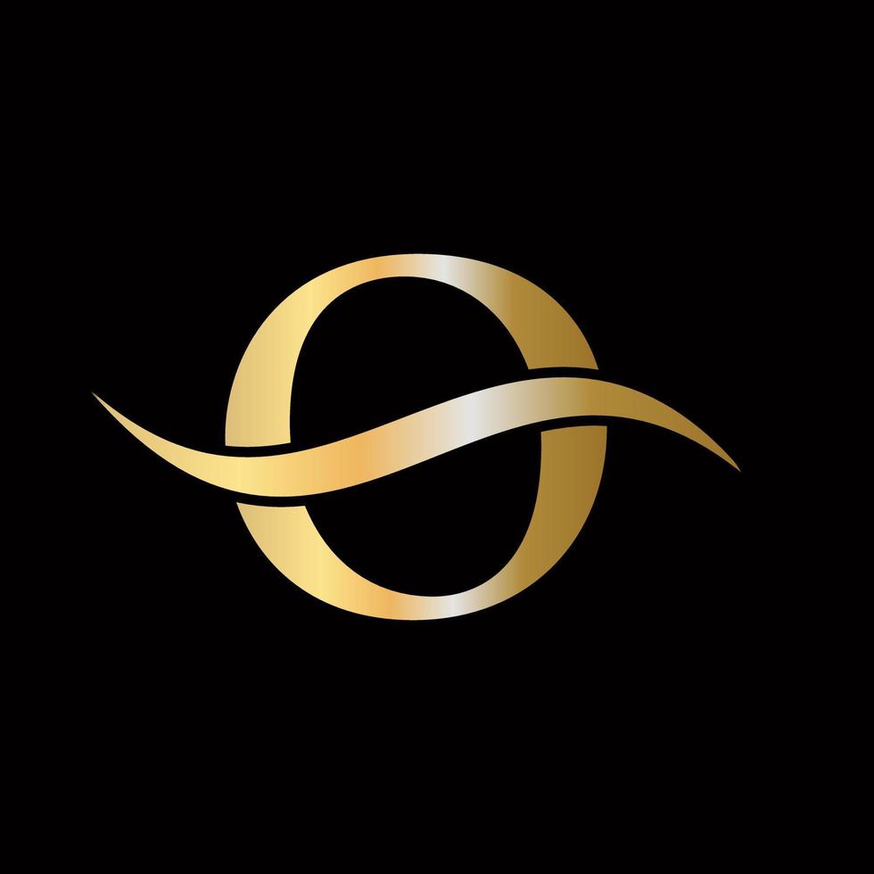 brev o logotyp gyllene lyxig symbol monogram design vektor