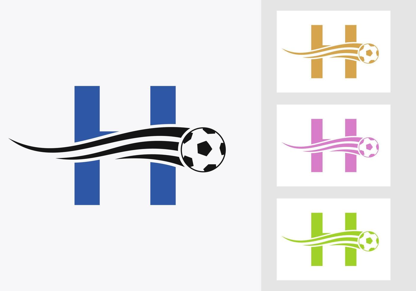 Fußball-Fußball-Logo auf Buchstabe h-Schild. Fußballverein-Emblem Konzept der Fußballmannschaftsikone vektor