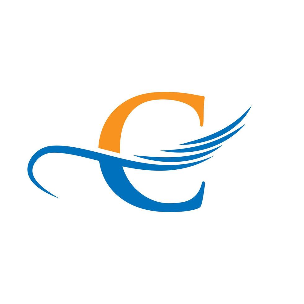 brev c vinge logotyp design mall begrepp med mode vinge begrepp vektor