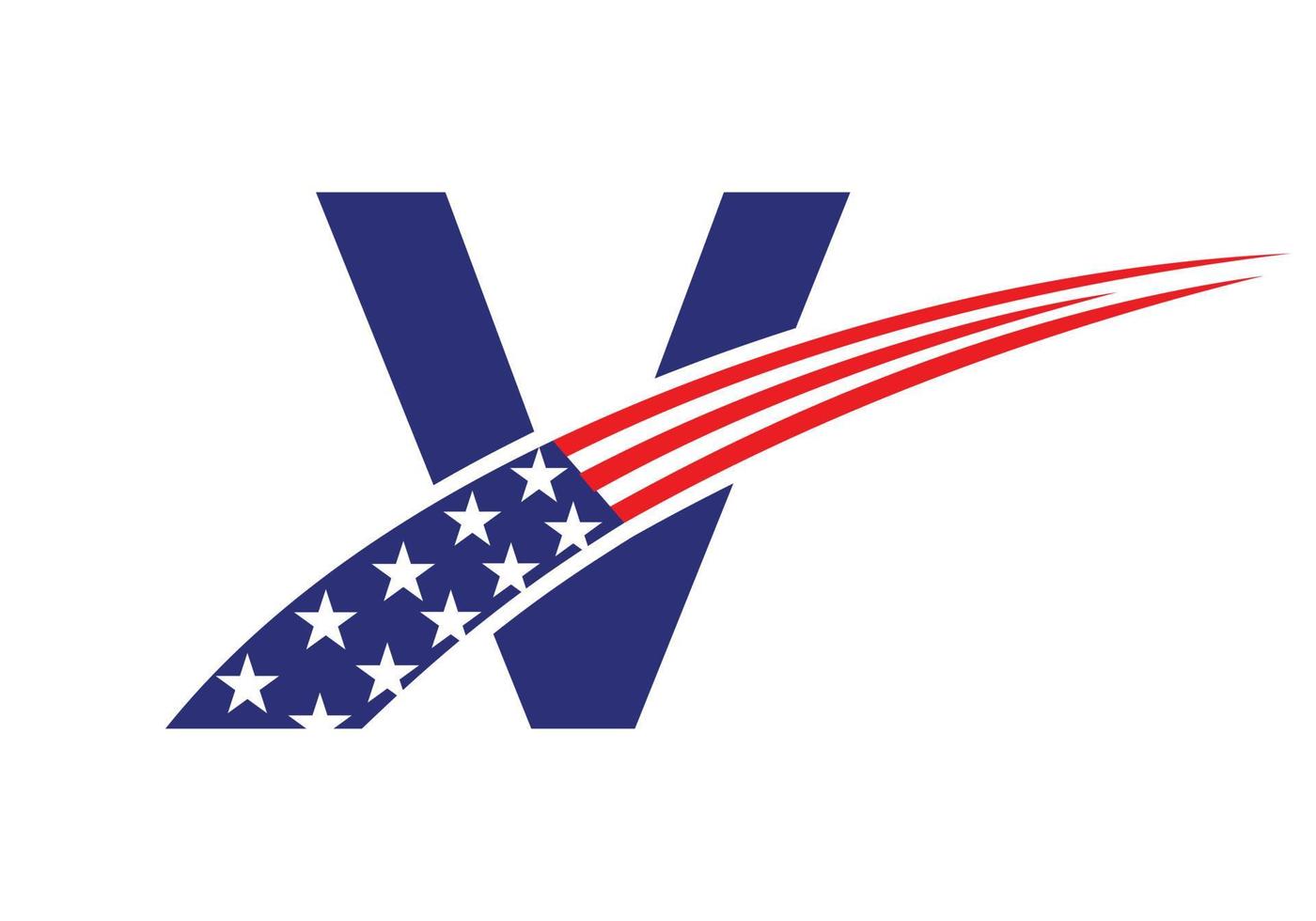 första brev v amerikan logotyp. USA amerikan logotyp vektor