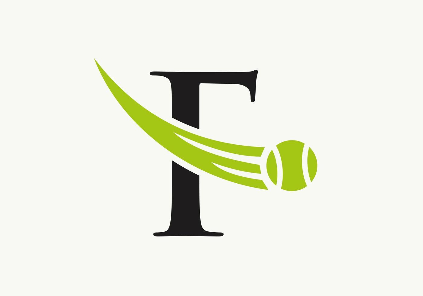 Buchstabe f Tennis-Logo-Design-Vorlage. Vereinslogo der Tennissportakademie vektor