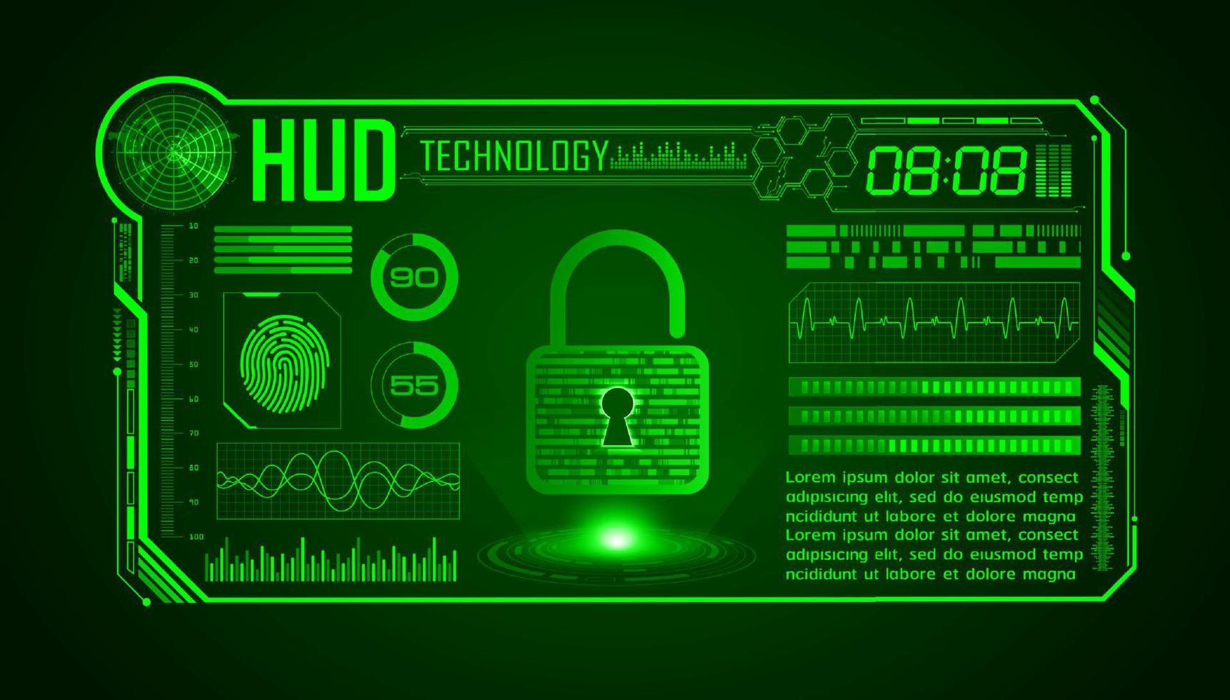 modern hud teknologi skärm bakgrund med låsa vektor