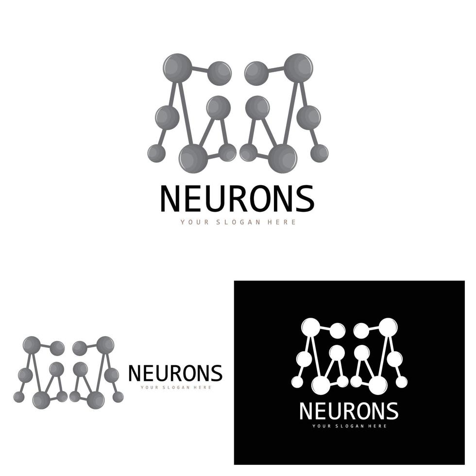nervcell logotyp, molekyl logotyp design, vektor och, mall illustration