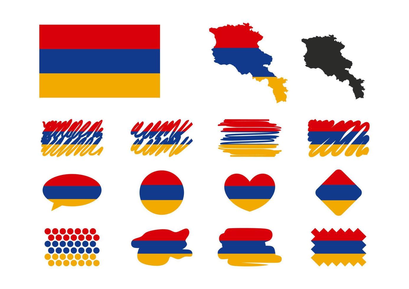 armenisches Flaggendesign oder armenisches Nationalflaggen-Vektordesign-Set. Karte vektor