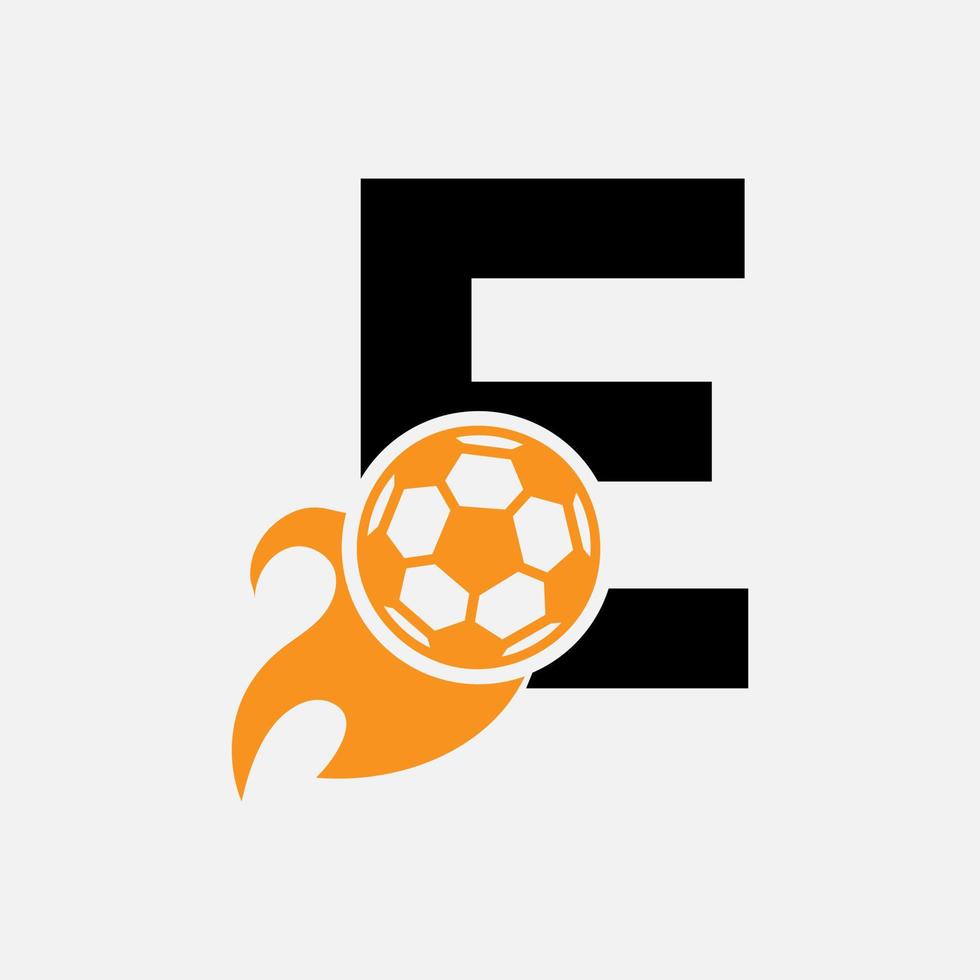 första brev e fotboll logotyp begrepp med rör på sig fotboll ikon och brand symbol. fotboll logotyp vektor mall