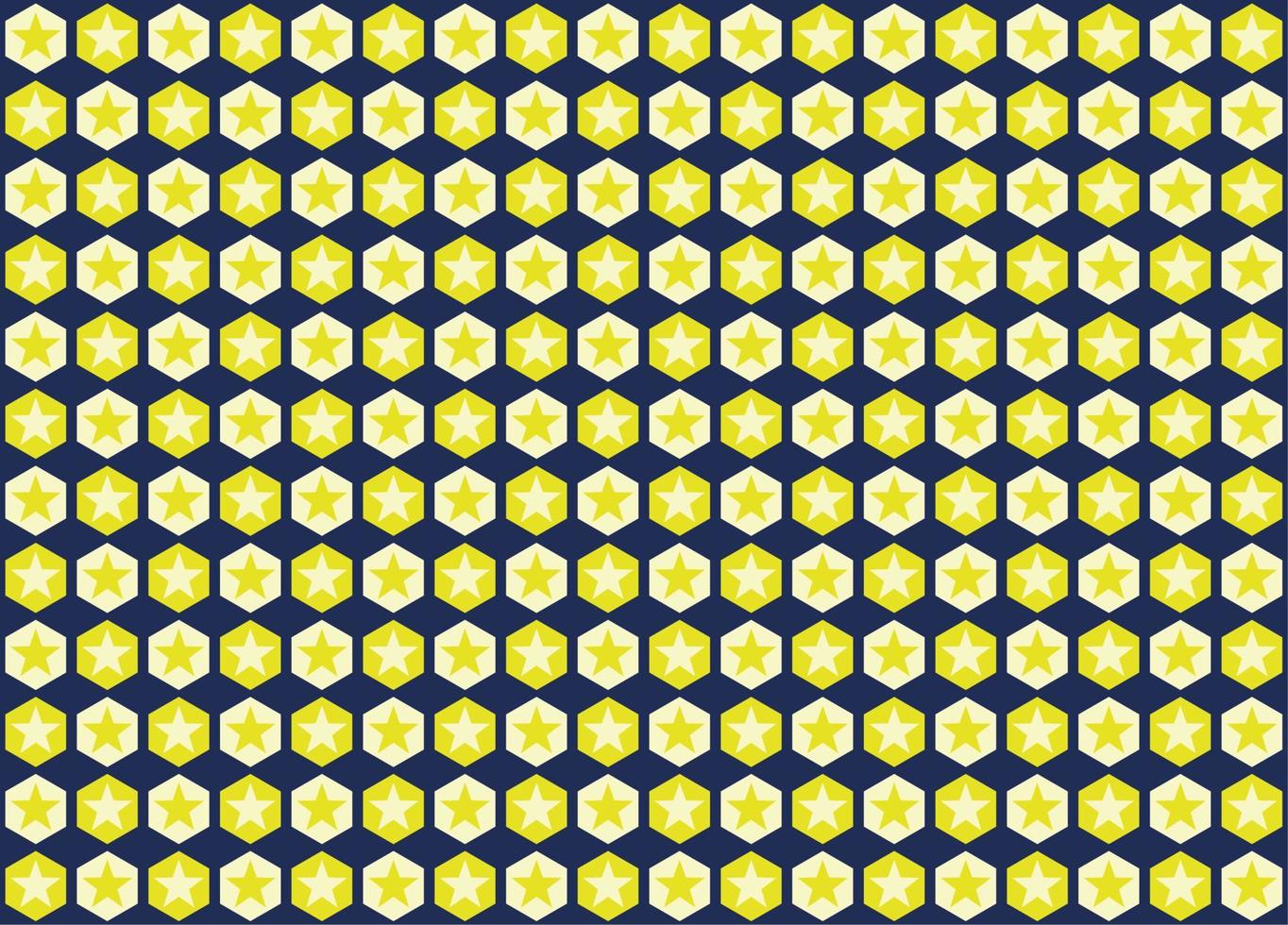 blauer Hintergrund mit gelben Sechsecken und Sternen. nahtloses Muster. vektor
