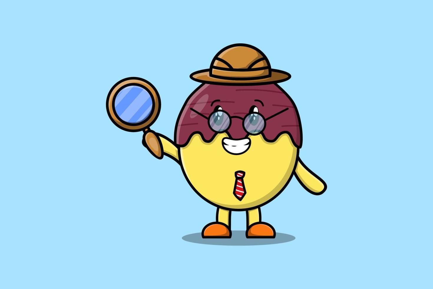 Süßkartoffel-Detektiv der süßen Zeichentrickfigur vektor