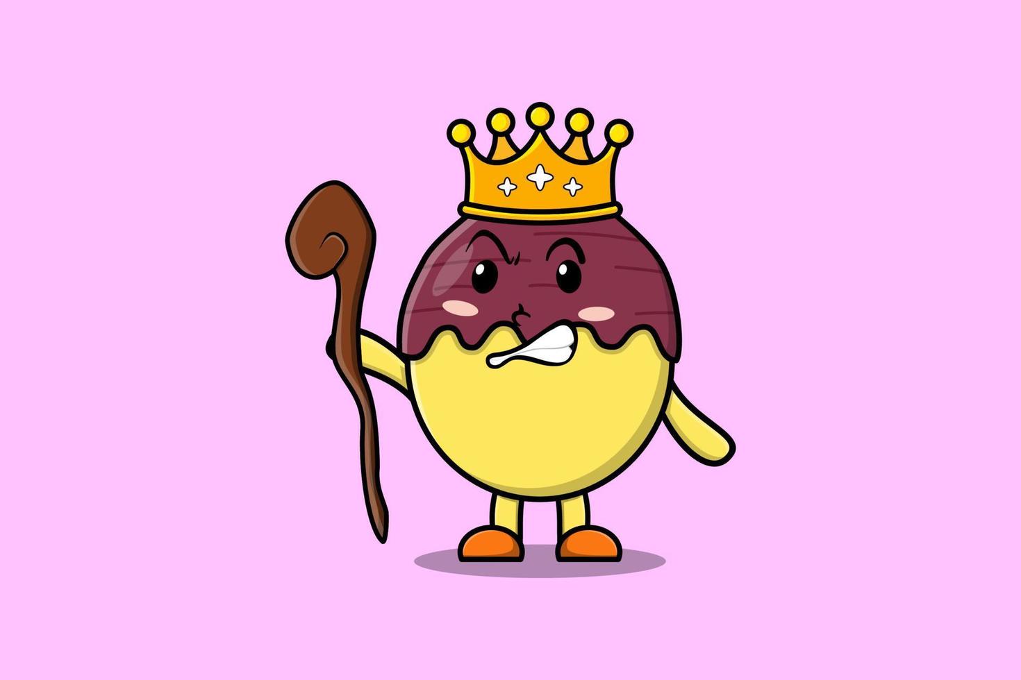 süßer Cartoon-Süßkartoffel-König mit goldener Krone vektor