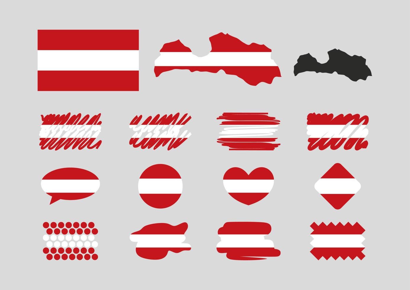 symbolsammlung mit der flagge von lettland design und karte. vektor