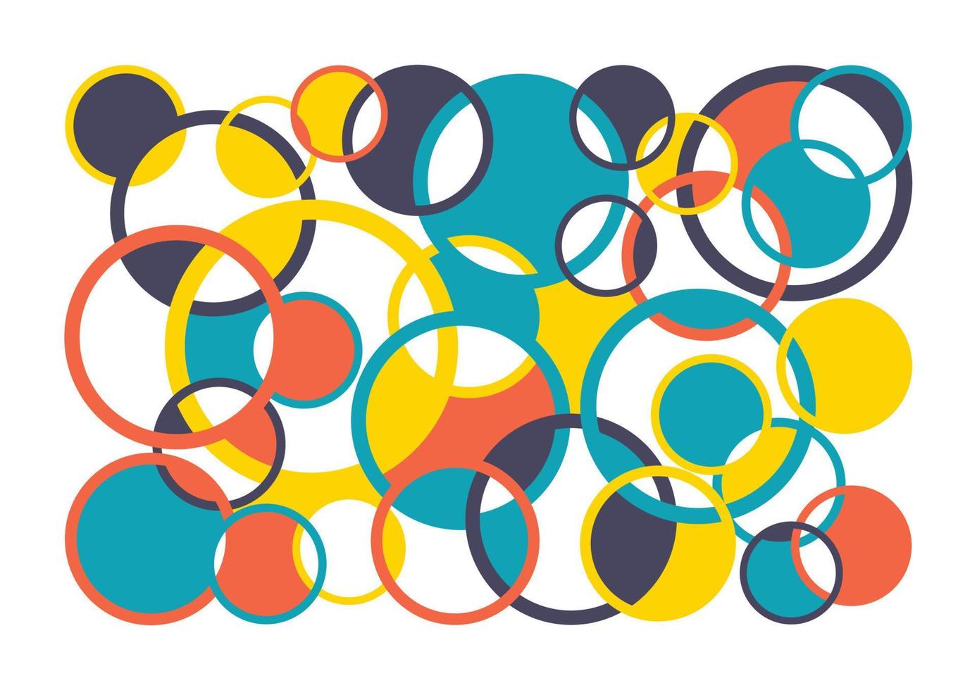 modern vektor abstrakt geometrisk bakgrund med cirklar och semi cirklar i retro scandinavian stil. pastell färgad enkel former grafisk mönster. abstraktion.