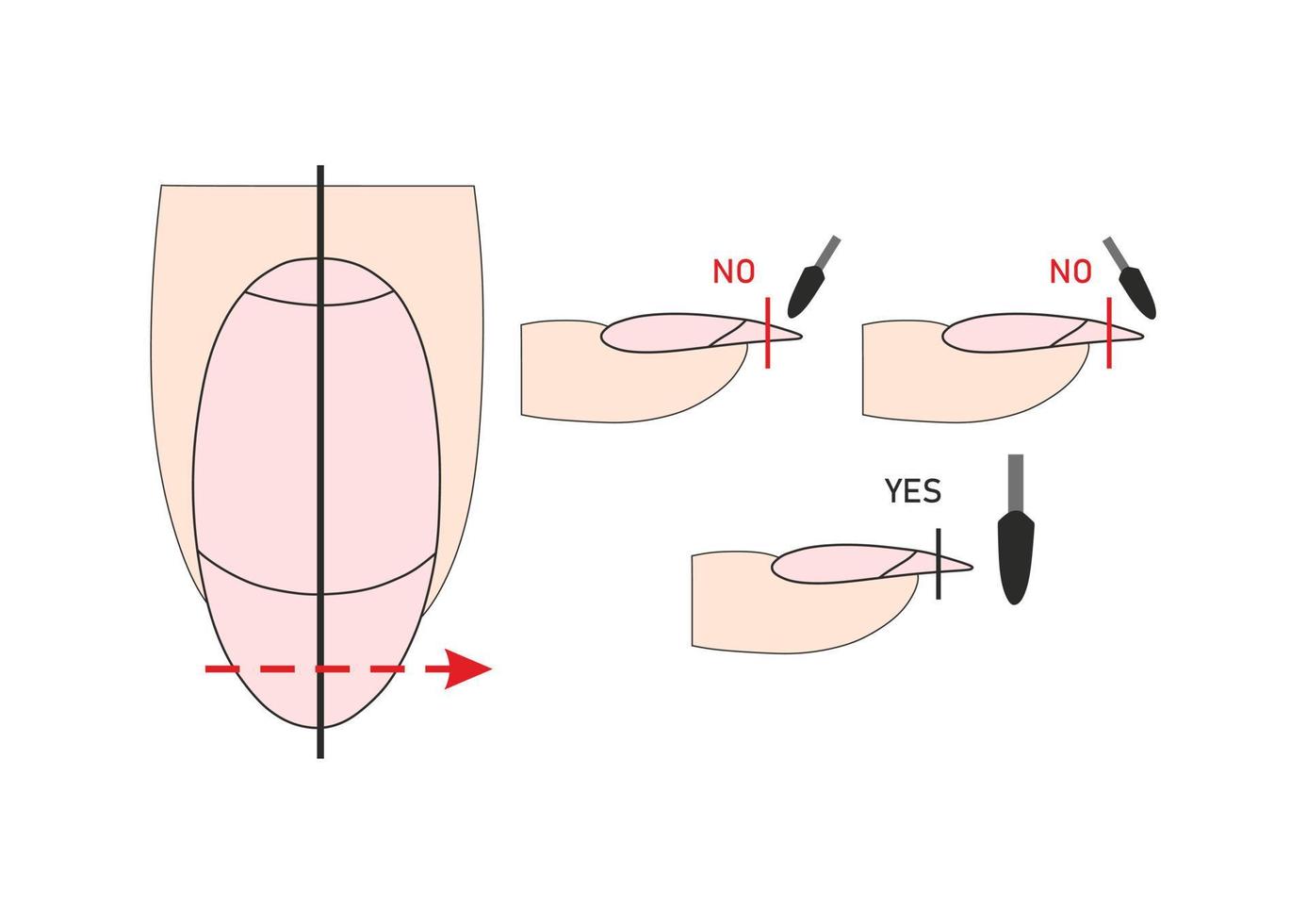 naglar fräs instruktion guide. fräs manikyr instrument. handledning. vektor